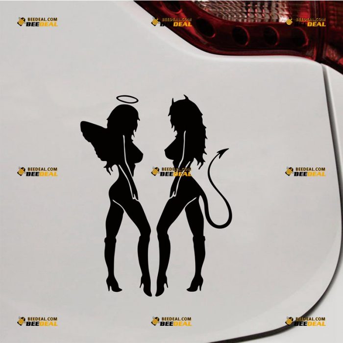 Sexy Lady Sticker Decal Vinyl, Naked Girl, Angel And Devil, Underwear – Custom Choose Size Color – For Car Laptop Window Boat – Die Cut No Background 062331532