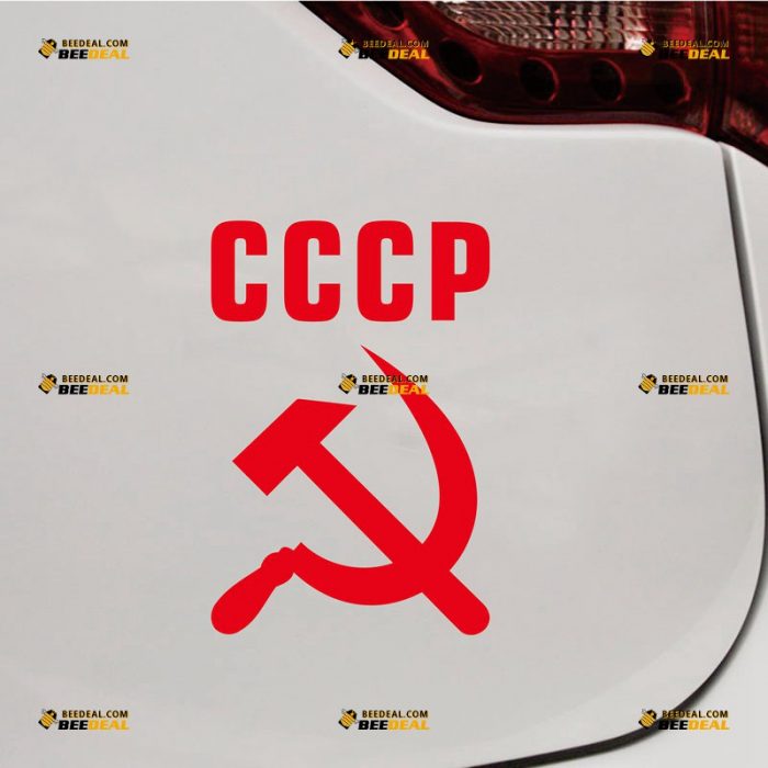 CCCP Sticker Decal Vinyl, Russian Hammer And Sickle, USSR Soviet Union – Custom Choose Size Color – For Car Laptop Window Boat – Die Cut No Background 062331215