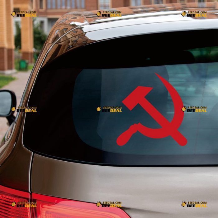 Hammer And Sickle Sticker Decal Vinyl, USSR CCCP Soviet Union, Russian – Custom Choose Size Color – For Car Laptop Window Boat – Die Cut No Background 062331226