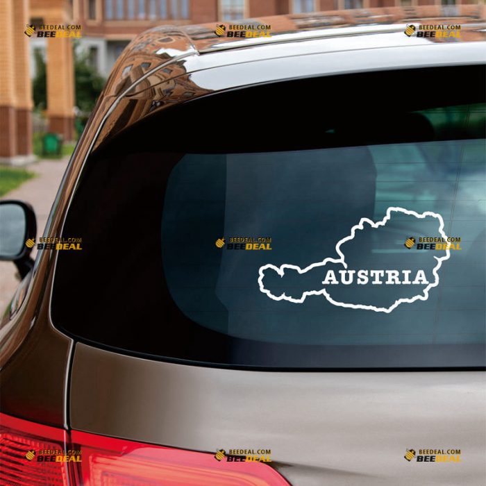 Austria Map Sticker Decal Vinyl, Austrian Outline, Home Pride – Custom Choose Size Color – For Car Laptop Window Boat – Die Cut No Background