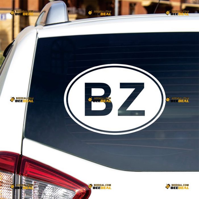 Belize Sticker Decal Vinyl, Oval Country Code BZ – Custom Choose Size Color – For Car Laptop Window Boat – Die Cut No Background