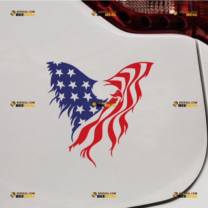 Bald Eagle Sticker Decal Vinyl, American Flag Color – Custom Choose Size – For Car Laptop Window Boat – Die Cut No Background 062131459