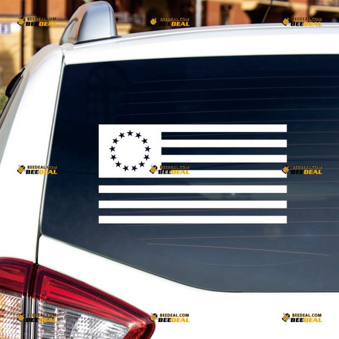 Betsy Ross Flag Sticker Decal Vinyl, 1777-1795 American – Custom Choose Size Color – For Car Laptop Window Boat – Die Cut No Background