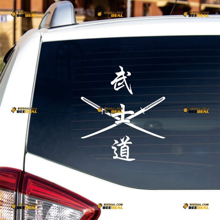 Bushido Sticker Decal Vinyl, Japanese Samurai, Crossed Sword, Katana – Custom Choose Size Color – For Car Laptop Window Boat – Die Cut No Background 061631437