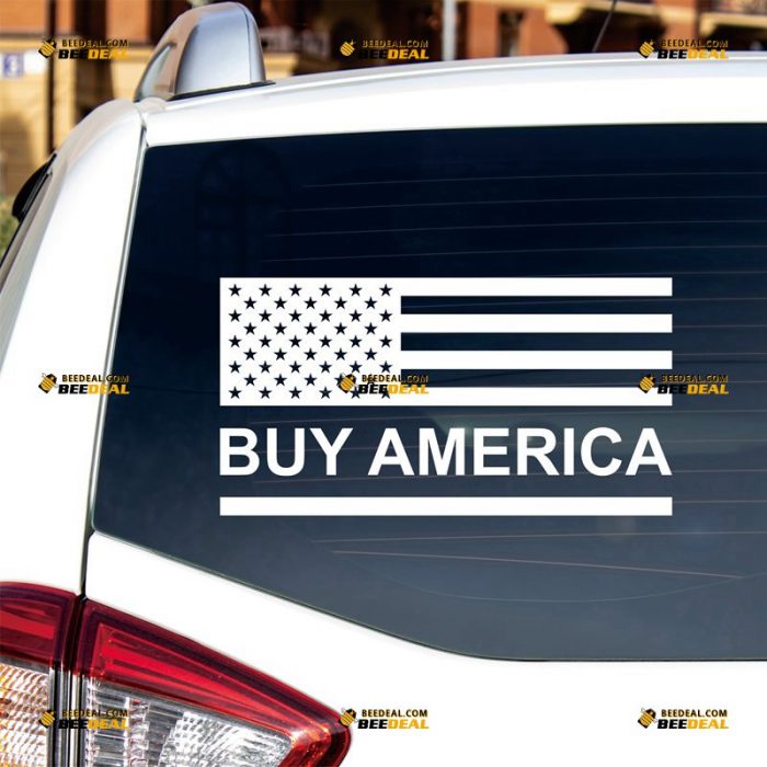 Buy America Sticker Decal Vinyl, Made In The USA, American Flag, Donald Trump – Custom Choose Size Color – For Car Laptop Window Boat – Die Cut No Background