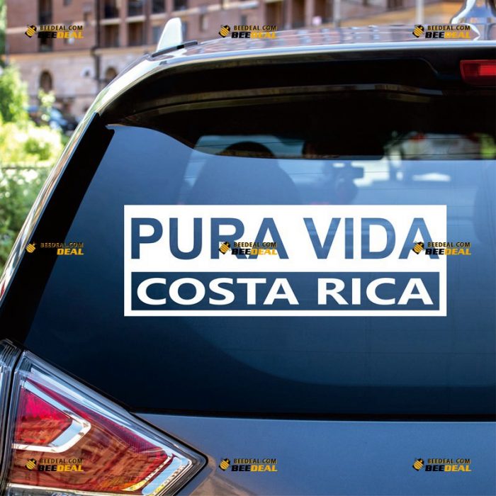 Pura Vida Sticker Decal Vinyl, Costa Rica Country – Custom Choose Size Color – For Car Laptop Window Boat – Die Cut No Background