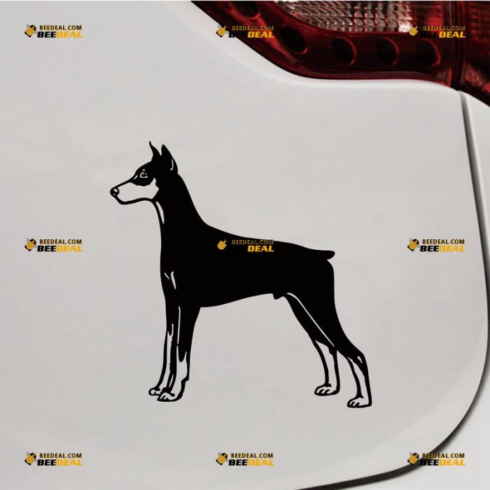 Doberman Pinscher Dog Sticker Decal Vinyl – Custom Choose Size Color – For Car Laptop Window Boat – Die Cut No Background 062131328