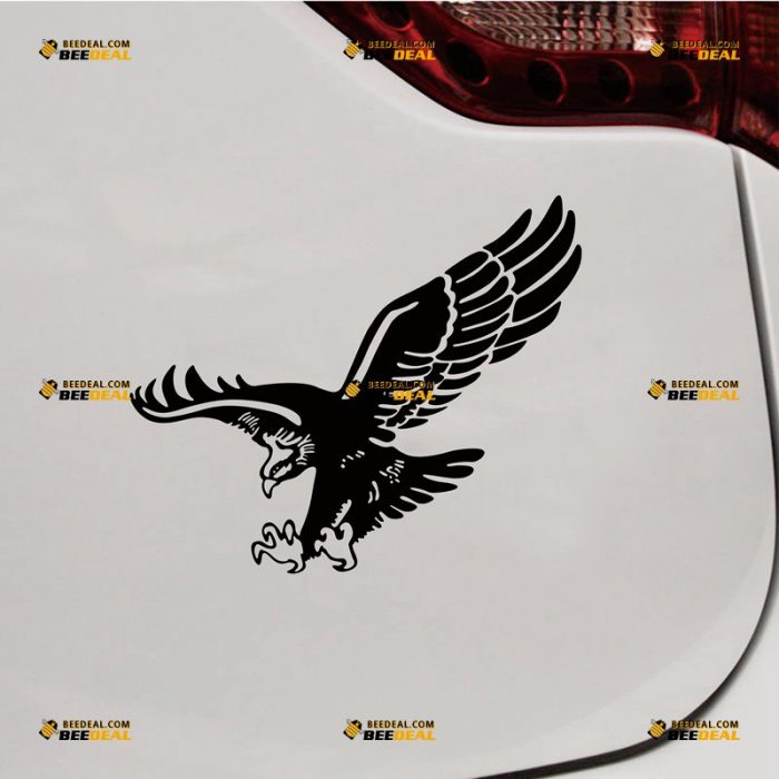 Diving Eagle Sticker Decal Vinyl, Flying Hawk, Animal – Custom Choose Size Color – For Car Laptop Window Boat – Die Cut No Background 061832047