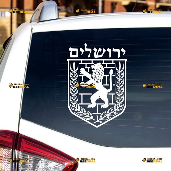 Jerusalem Sticker Decal Vinyl, Israel City Emblem – Custom Choose Size Color – For Car Laptop Window Boat – Die Cut No Background