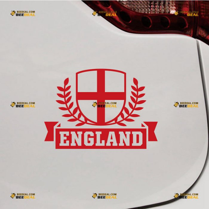 England Sticker Decal Vinyl, Lettering, English ST George's Cross Flag – Custom Choose Size Color – For Car Laptop Window Boat – Die Cut No Background