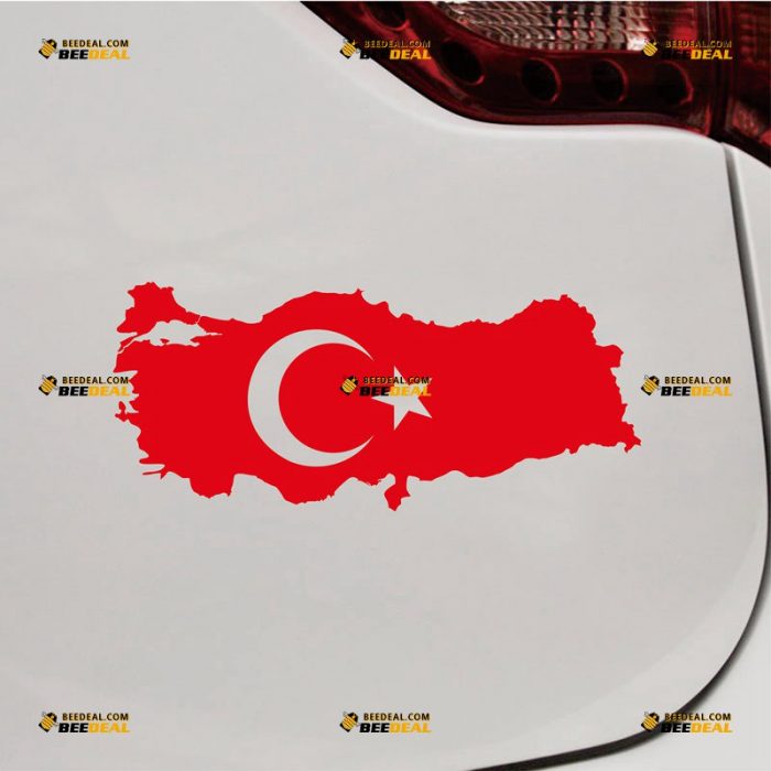 Turkey Map Sticker Decal Vinyl, Turkish Flag – Custom Choose Size Color – For Car Laptop Window Boat – Die Cut No Background 061631332