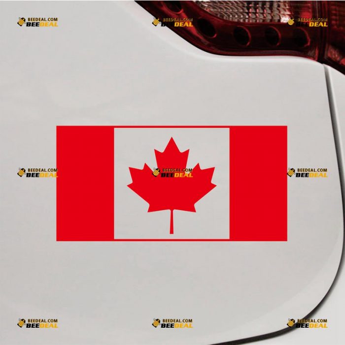 Canadian Flag Sticker Decal Vinyl, Canada, Single Color – Custom Choose Size Color – For Car Laptop Window Boat – Die Cut No Background 062231257