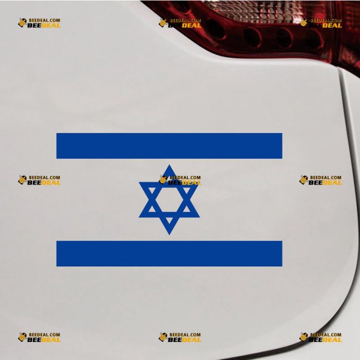 Israel Sticker Decal Vinyl, Jewish Israeli Flag, Star of David, Single Color – Custom Choose Size Color – For Car Laptop Window Boat – Die Cut No Background 062231235