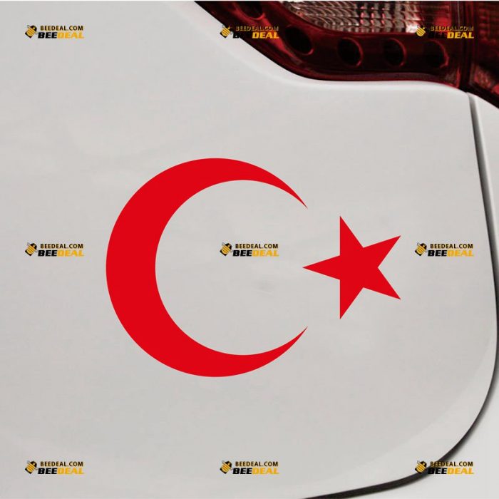 Turkey Flag Sticker Decal Vinyl, Turkish Crescent And Star – Custom Choose Size Color – For Car Laptop Window Boat – Die Cut No Background 081801