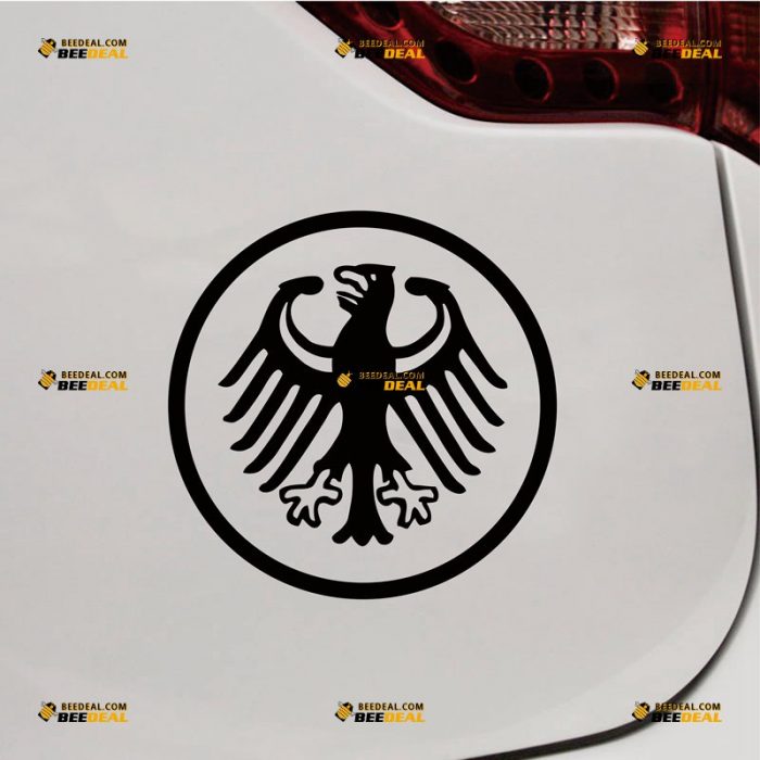 German Eagle Sticker Decal Vinyl, Germany Coat Of Arms Deutschland, Circle – Custom Choose Size Color – For Car Laptop Window Boat – Die Cut No Background 062031705