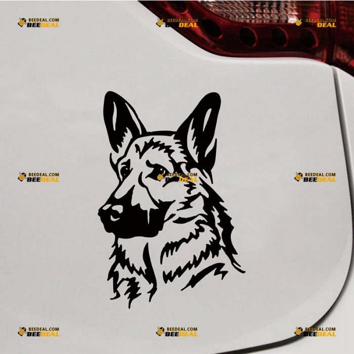 German Shepherd Sticker Decal Vinyl, Dog Head, K9 Police – Custom Choose Size Color – For Car Laptop Window Boat – Die Cut No Background 062031646