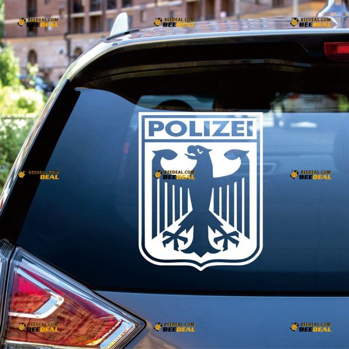 German Polizei Sticker Decal Vinyl, Coat Of Arms Eagle of Deutschland Germany – Custom Choose Size Color – For Car Laptop Window Boat – Die Cut No Background 083001