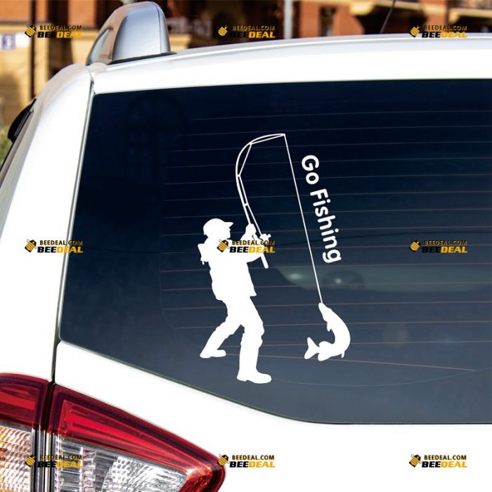 Go Fishing Sticker Decal Vinyl, Fishing Life – Custom Choose Size Color – For Car Laptop Window Boat – Die Cut No Background 061832006