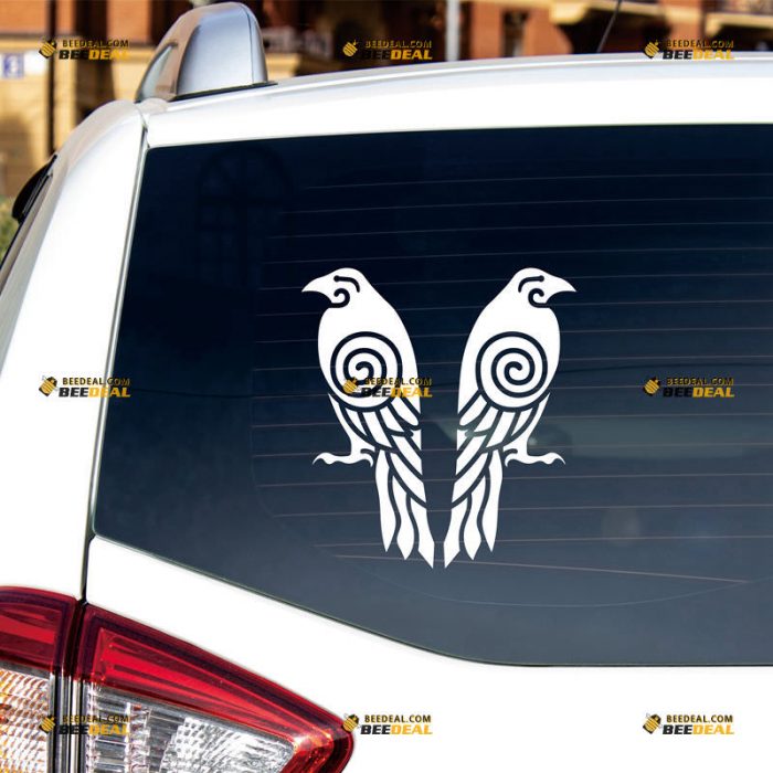 Huginn And Muninn Sticker Decal Vinyl, Twin Ravens, Valknut, Norse Odin – Custom Choose Size Color – For Car Laptop Window Boat – Die Cut No Background 061630112