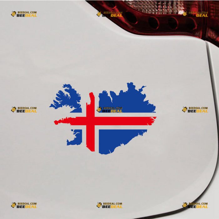 Iceland Map Sticker Decal Vinyl, Icelandic Flag Outline, Home Pride – Custom Choose Size – For Car Laptop Window Boat – Die Cut No Background