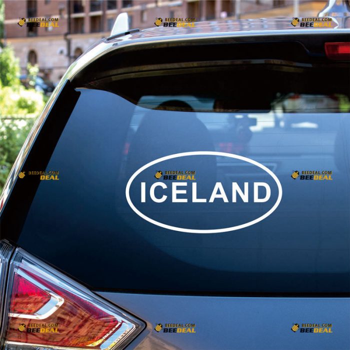 Iceland Sticker Decal Vinyl, Icelandic Oval Country – Custom Choose Size Color – For Car Laptop Window Boat – Die Cut No Background