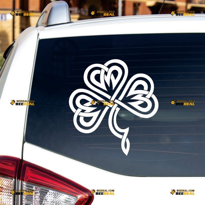 Shamrock Sticker Decal Vinyl, Celtic Knot, Irish, Clover – Custom Choose Size Color – For Car Laptop Window Boat – Die Cut No Background 062031412