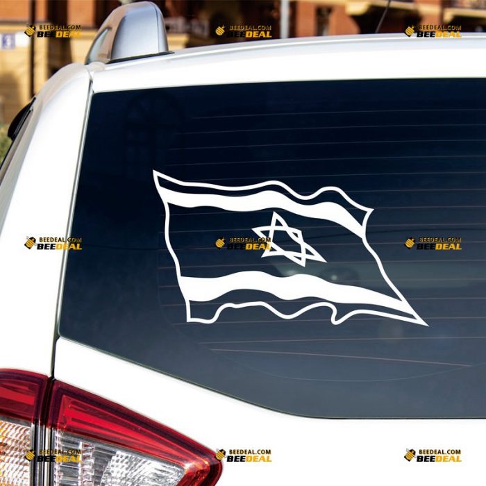 Israel Flag Sticker Decal Vinyl, Israeli Jewish, Waving – Custom Choose Size Color – For Car Laptop Window Boat – Die Cut No Background 062231100