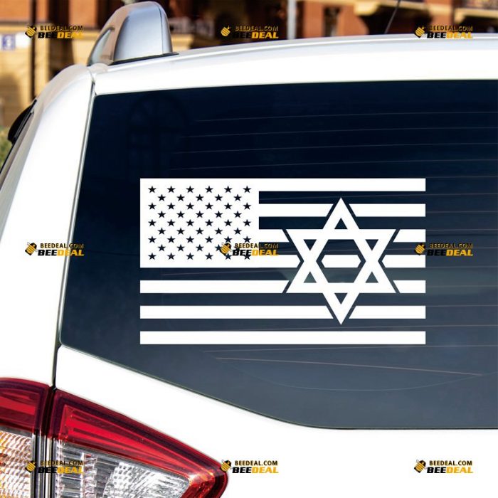 Israel Sticker Decal Vinyl, American Flag, Jew Star of David – Custom Choose Size Color – For Car Laptop Window Boat – Die Cut No Background 062231057