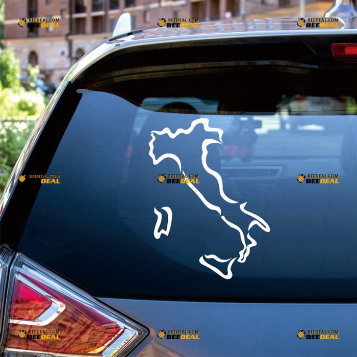 Italian Map Sticker Decal Vinyl, Italy Outline Silhouette, Italia – Custom Choose Size Color – For Car Laptop Window Boat – Die Cut No Background 062031357