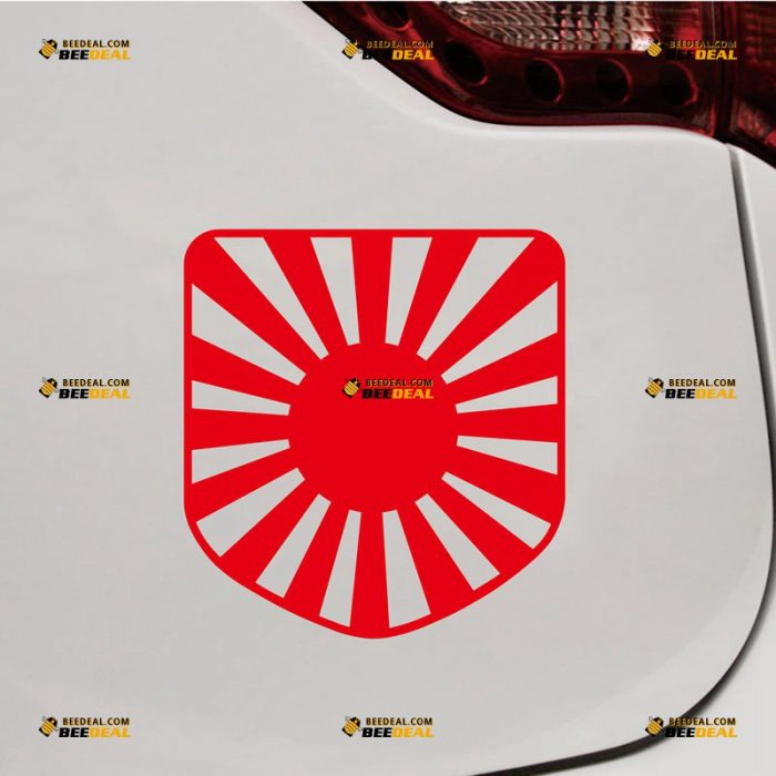 Rising Sun Sticker Decal Vinyl, JDM Japanese Flag, Fit for Honda Toyota Mazda Nissan, Shield – Custom Choose Size Color – For Car Laptop Window Boat – Die Cut No Background