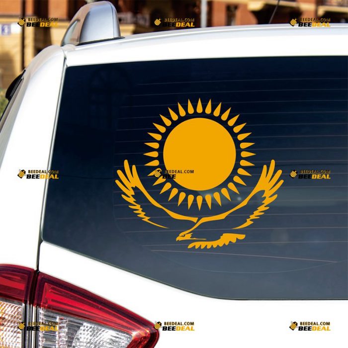 Kazakhstan Flag Sticker Decal Vinyl, Kazakhstan Eagle – Custom Choose Size Color – For Car Laptop Window Boat – Die Cut No Background