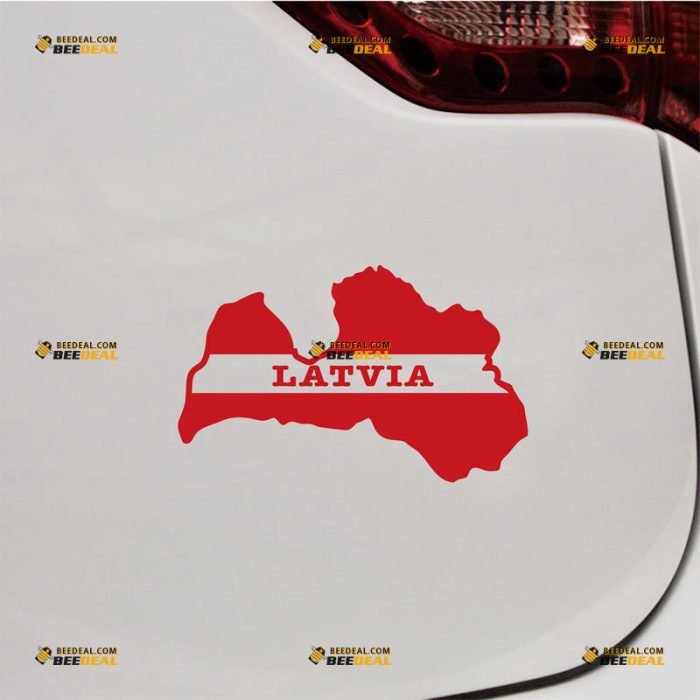 Latvia Map Sticker Decal Vinyl, Latvian Flag, Outline Silhouette, Home Pride – Custom Choose Size Color – For Car Laptop Window Boat – Die Cut No Background 062030003