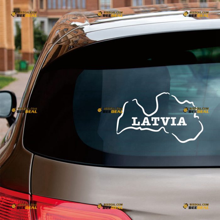 Latvia Map Sticker Decal Vinyl, Latvian Outline Silhouette, Home Pride – Custom Choose Size Color – For Car Laptop Window Boat – Die Cut No Background 062030002