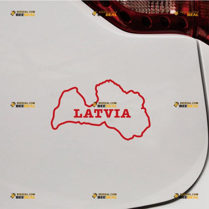 Latvia Map Sticker Decal Vinyl, Latvian Outline Silhouette, Home Pride – Custom Choose Size Color – For Car Laptop Window Boat – Die Cut No Background 062030001