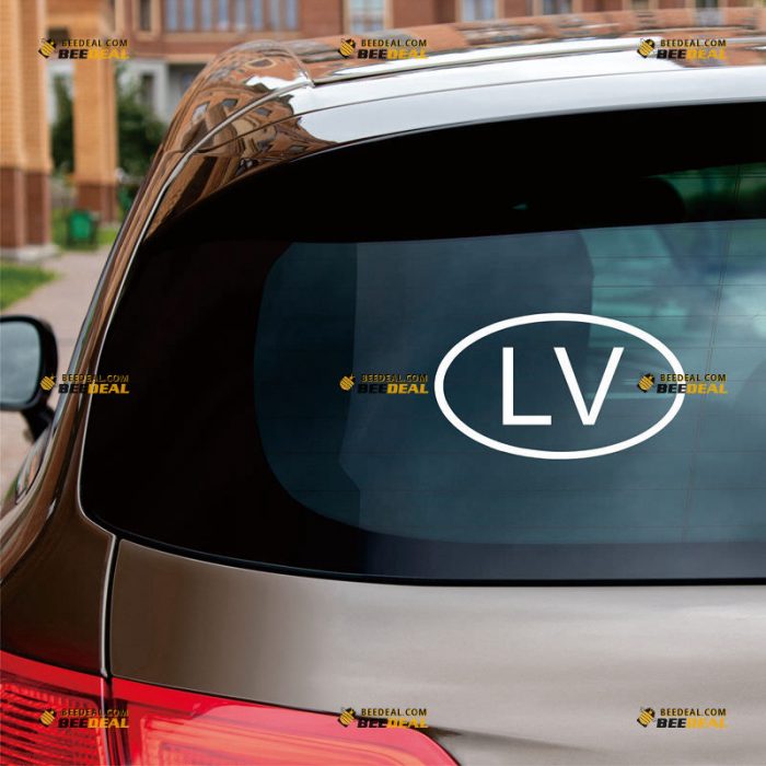 Latvia Sticker Decal Vinyl, Latvian Oval Country Code LV – Custom Choose Size Color – For Car Laptop Window Boat – Die Cut No Background