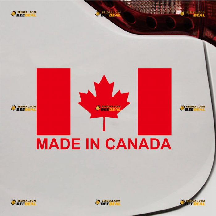 Made In Canada Sticker Decal Vinyl, Canadian Flag, Maple Leaf – Custom Choose Size Color – For Car Laptop Window Boat – Die Cut No Background