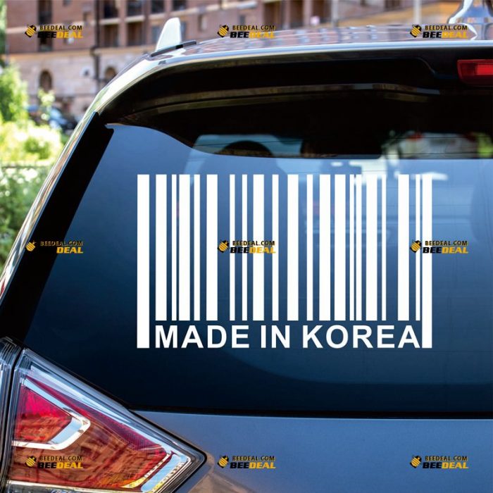 Made In Korea Sticker Decal Vinyl, Korean, UPC Barcode – Custom Choose Size Color – For Car Laptop Window Boat – Die Cut No Background