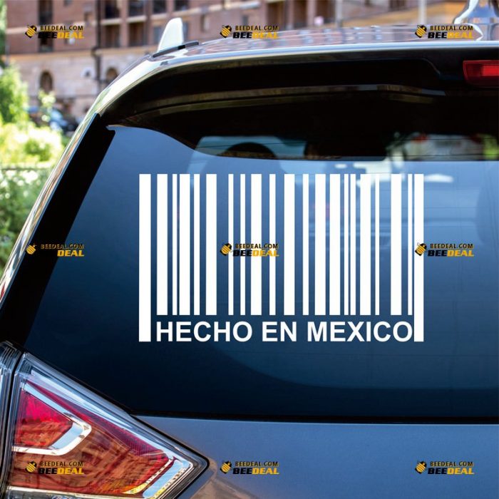 Hecho En Mexico Sticker Decal Vinyl, Made In Mexico, Funny UPC Barcode – Custom Choose Size Color – For Car Laptop Window Boat – Die Cut No Background