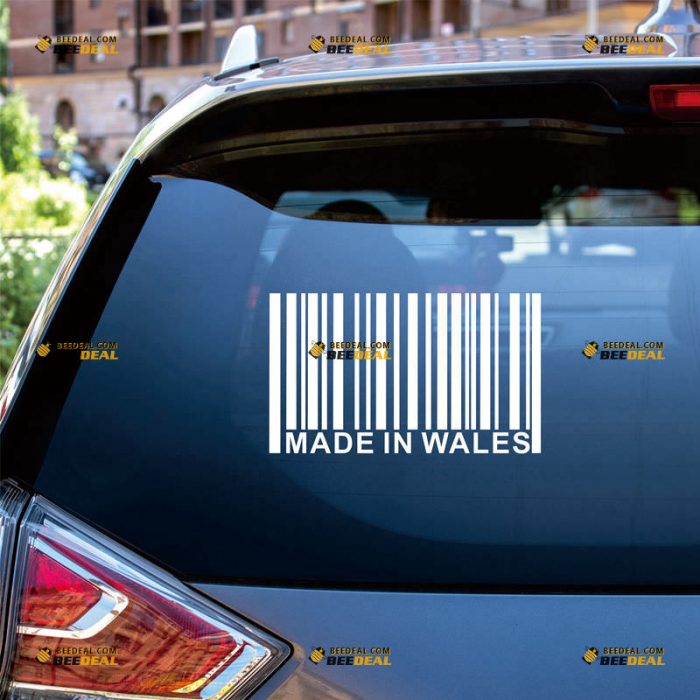 Made In Wales Sticker Decal Vinyl, Funny UPC Barcode, Welsh – Custom Choose Size Color – For Car Laptop Window Boat – Die Cut No Background