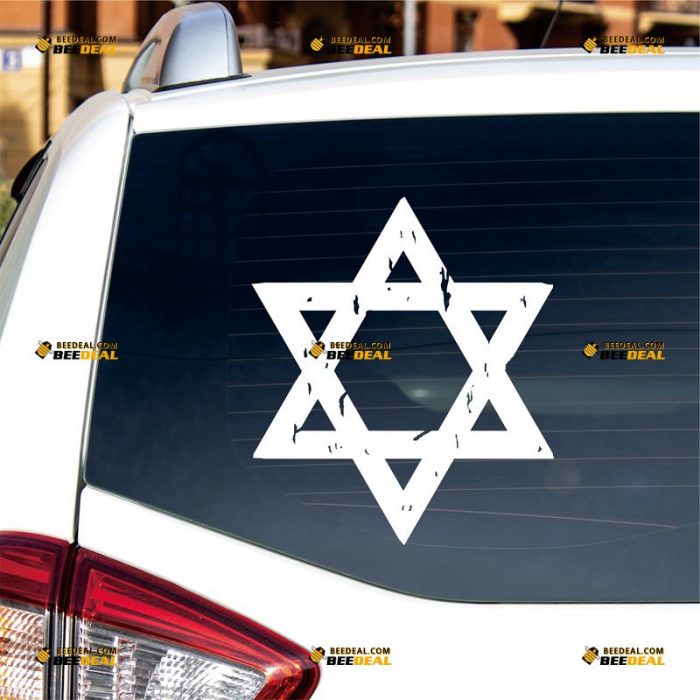 Star of David Sticker Decal Vinyl, Magen, Jew Israel, Distressed – Custom Choose Size Color – For Car Laptop Window Boat – Die Cut No Background 062230025