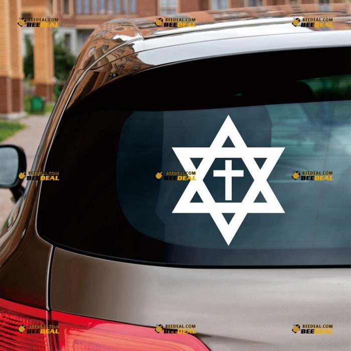 Star of David Sticker Decal Vinyl, Jesus Cross, Magen, Jew Israel – Custom Choose Size Color – For Car Laptop Window Boat – Die Cut No Background 062230023