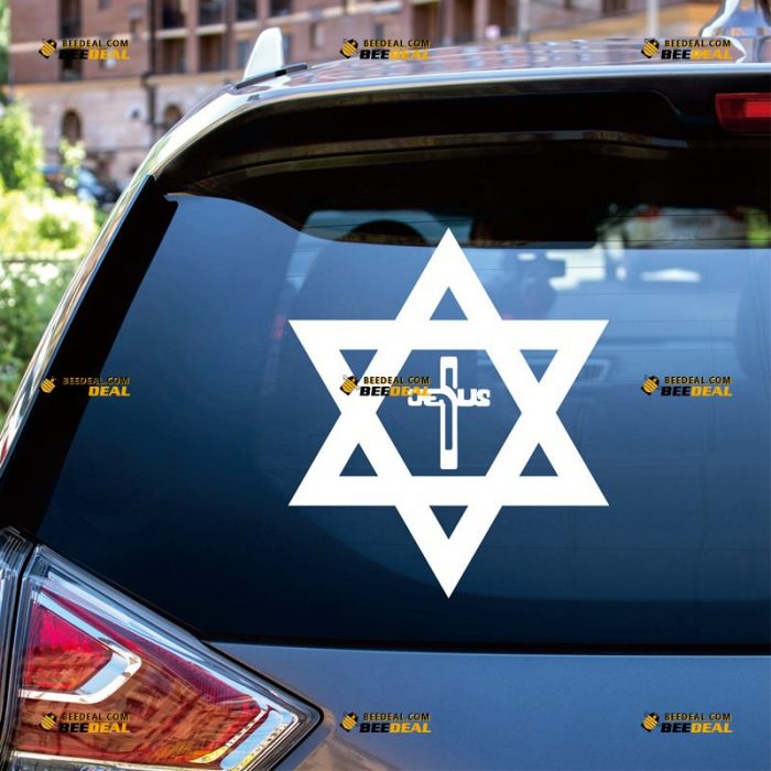 Star of David Sticker Decal Vinyl, Jesus Cross, Magen, Jew Israel – Custom Choose Size Color – For Car Laptop Window Boat – Die Cut No Background 062230022