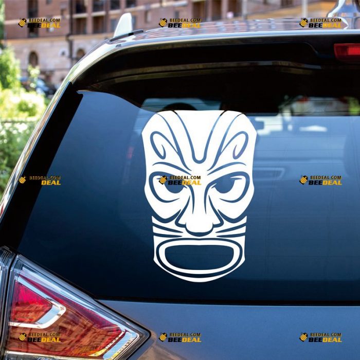 Maori Sticker Decal Vinyl, New Zealand Tribal Mask, Tiki Kiwi – Custom Choose Size Color – For Car Laptop Window Boat – Die Cut No Background 062032220