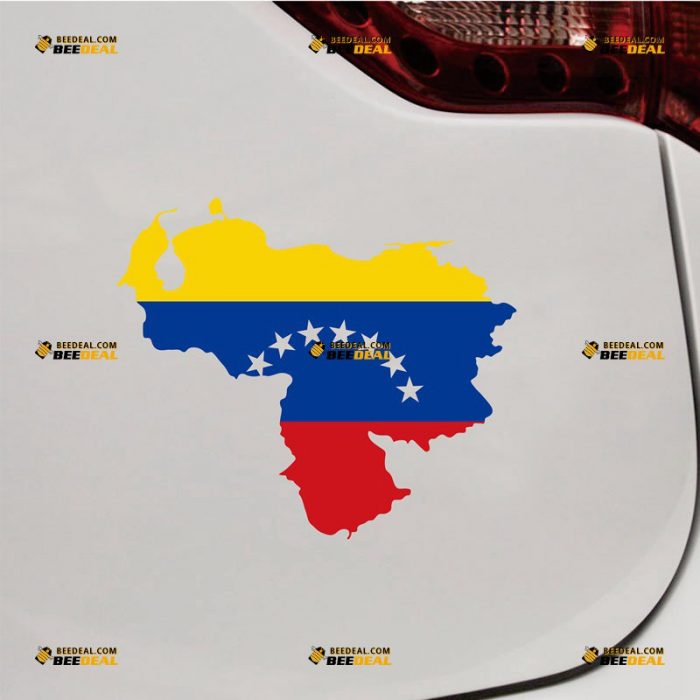 Venezuela Map Sticker Decal Vinyl, Venezuelan Flag, Colored – Custom Choose Size – For Car Laptop Window Boat – Die Cut No Background