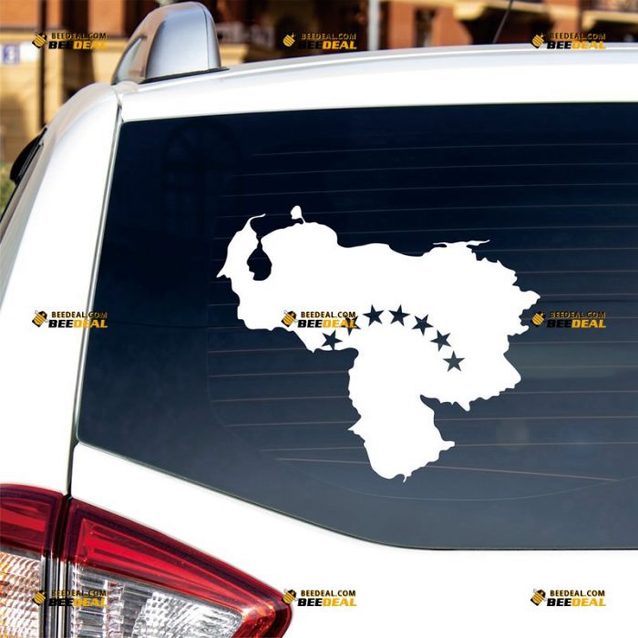 Venezuela Map Sticker Decal Vinyl, Outline, Venezuelan Flag Stars, Home Pride – Custom Choose Size Color – For Car Laptop Window Boat – Die Cut No Background 062032205