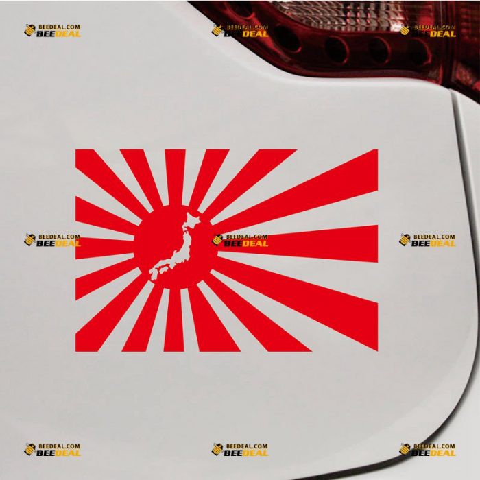 Rising Sun Sticker Decal Vinyl, Japanese Map, Japan Flag – Custom Choose Size Color – For Car Laptop Window Boat – Die Cut No Background 062031304