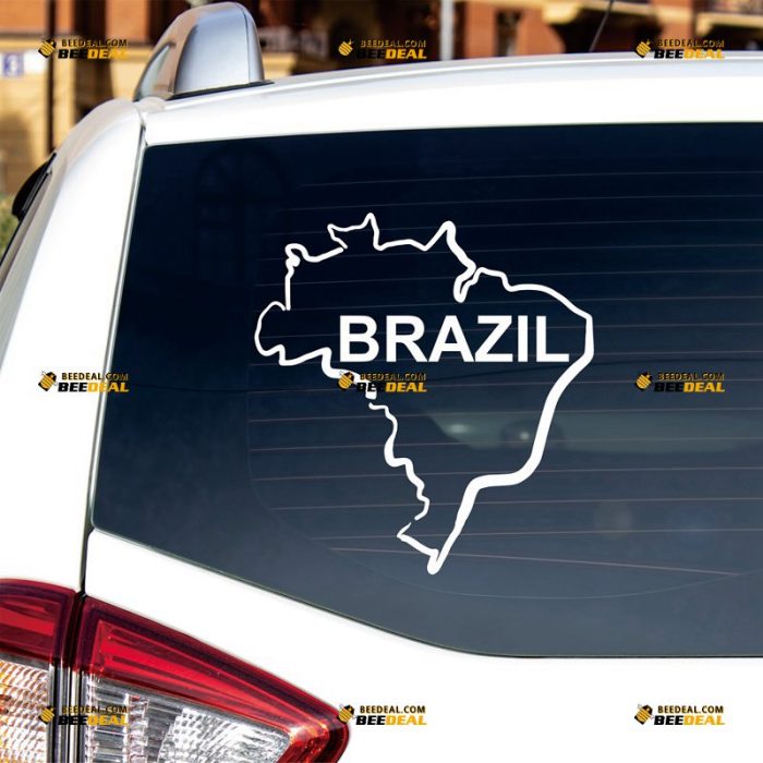 Brazil Map Sticker Decal Vinyl, Brazilian Country Outline, Home Pride – Custom Choose Size Color – For Car Laptop Window Boat – Die Cut No Background