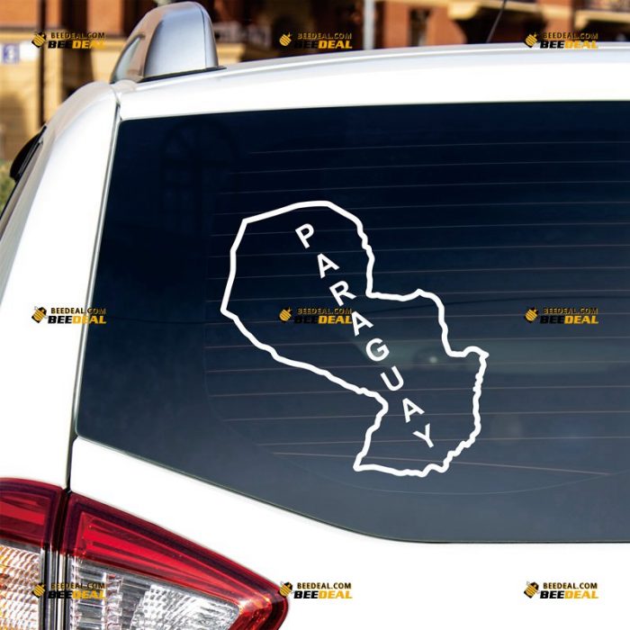 Paraguay Map Sticker Decal Vinyl, Paraguayan Country Outline, Home Pride – Custom Choose Size Color – For Car Laptop Window Boat – Die Cut No Background