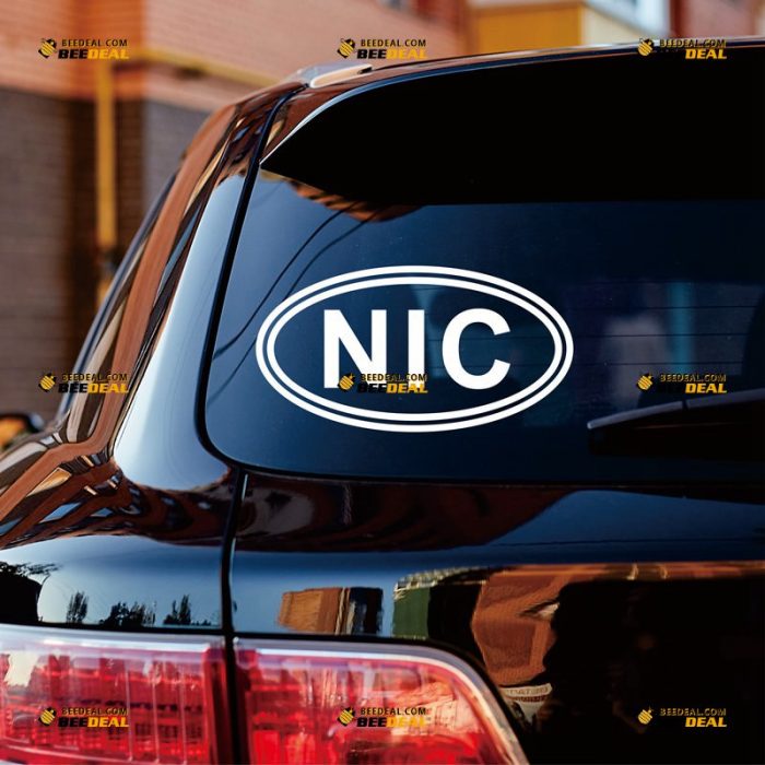 Nicaragua Sticker Decal Vinyl, Oval Country Code NIC – Custom Choose Size Color – For Car Laptop Window Boat – Die Cut No Background