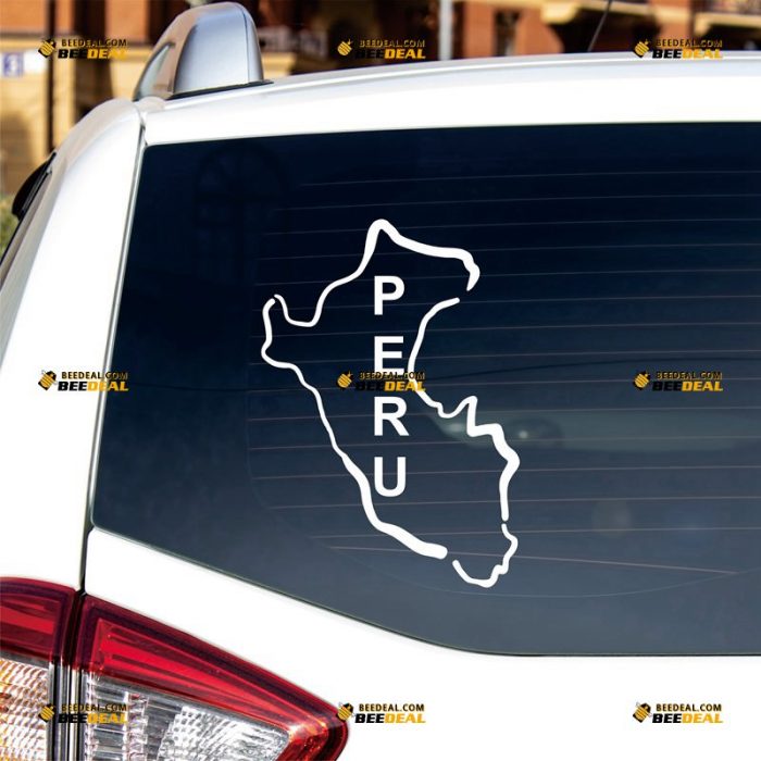 Peru Map Sticker Decal Vinyl, Peruvian Country Outline, Home Pride – Custom Choose Size Color – For Car Laptop Window Boat – Die Cut No Background 061631153